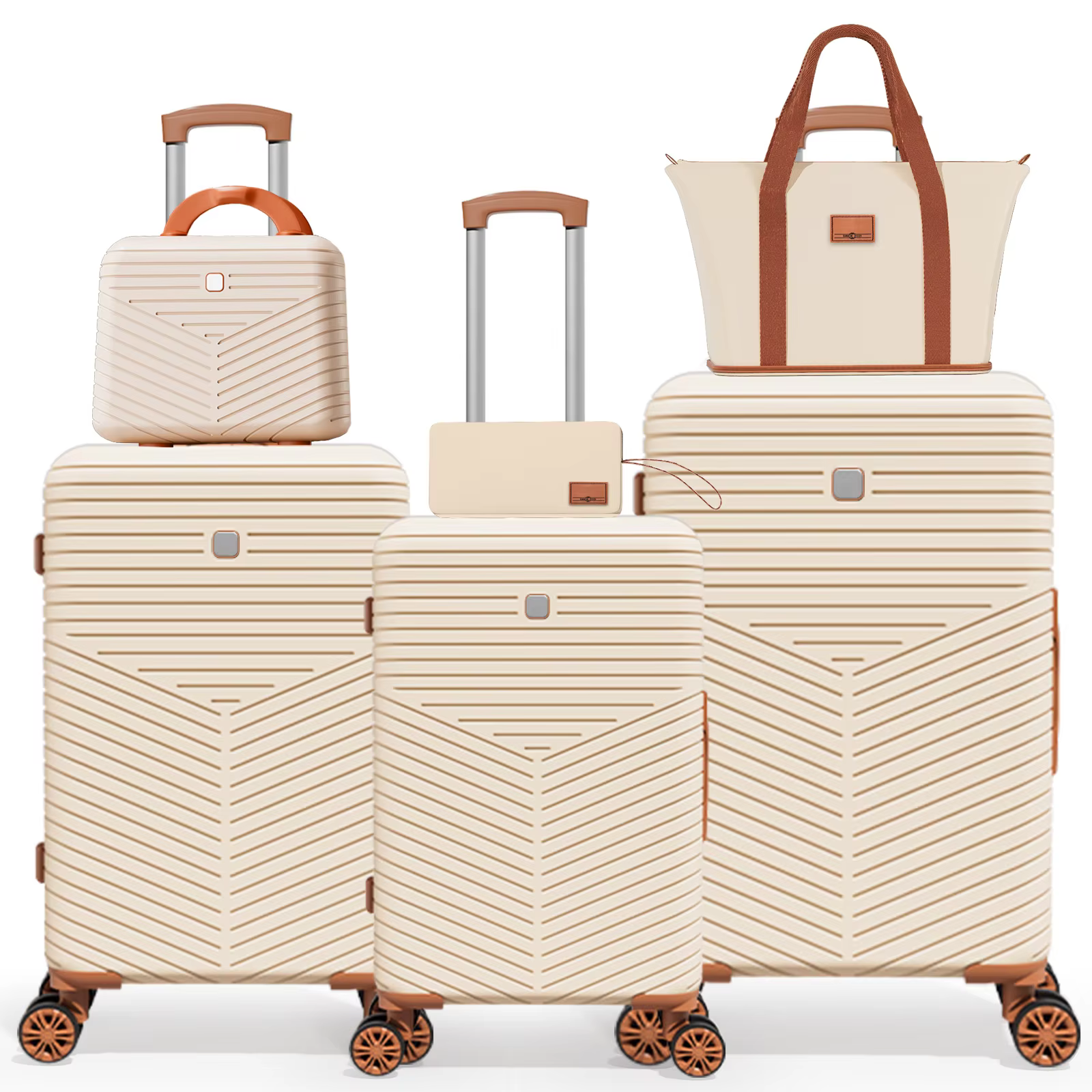 Luggage Sets 4/6 Piece with 360° Spinner Wheels,with TSA Lock,Suitcases Hardshell ABS+PC(13"/20"/24"/28"+Travel Bag+Toiletry Bag
