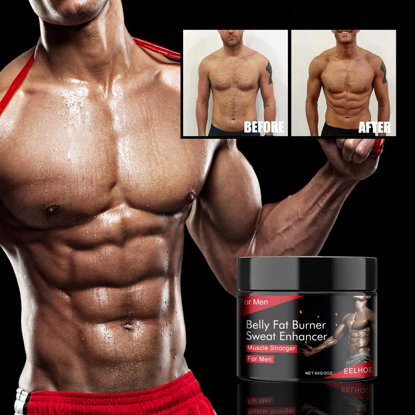 Men Sculpting Cream Abdominal Muscle Fat Reduction Provide Muscle Heat Boost Sweat Anti Cellulite Ab Thermogenic Massage Cream