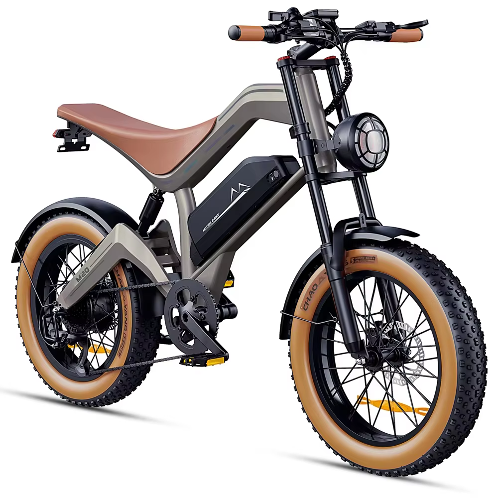 Electric bike DYU M20 engine, lithium battery 48 V 18,2 Ah, double disc brakes, 20x4 inch, bike fat style electric bike adults