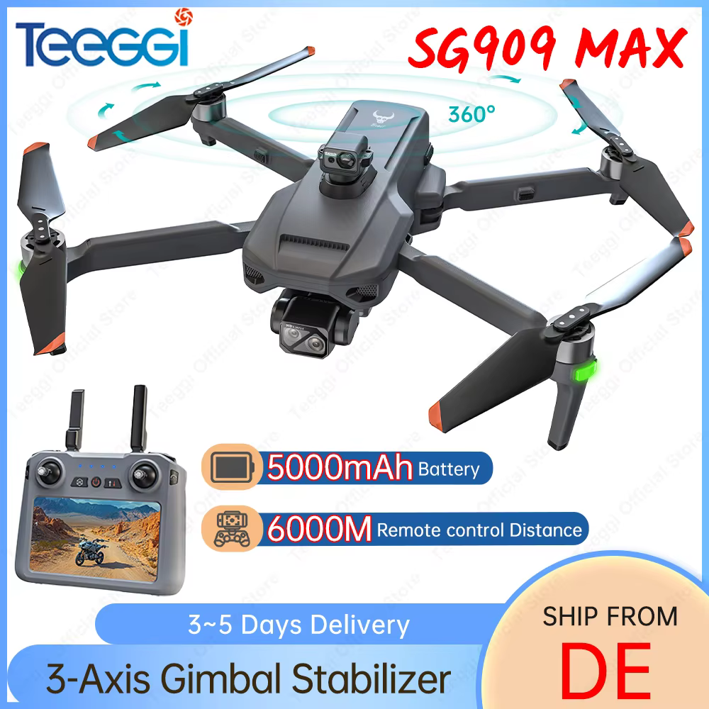 Teeggi SG909 MAX GPS Drone With 4K Camera 6KM Touch Screen RC Profesional Drone 360° obstacle avoidance Foldable RC Quadcopter