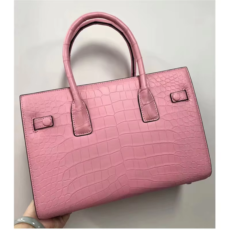 Authentic Exotic Crocodile Belly Skin Women's Purse OL Lady Working Handbag Genuine Alligator Leather Female Large Shoulder Bag