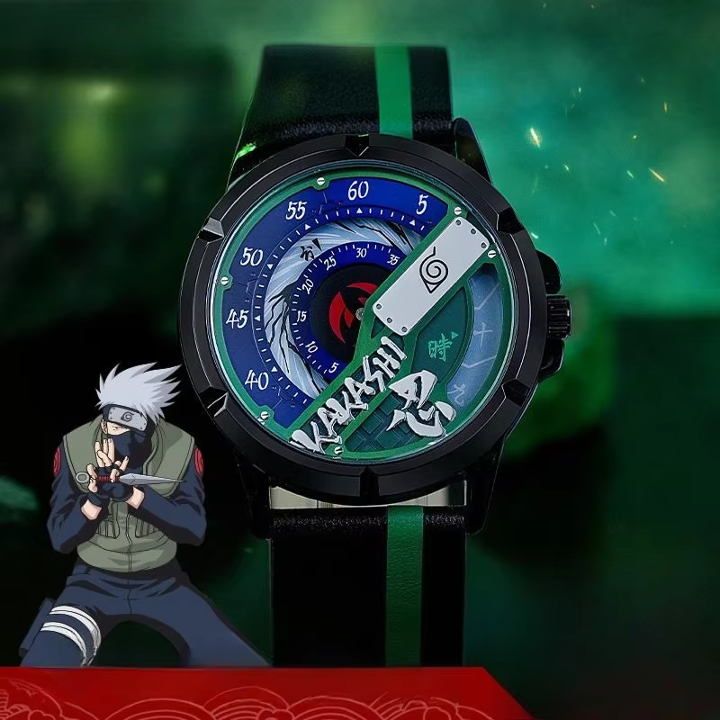 Anime Naruto Kakashi Watch Fashion Wheel Type Reading Quartz Watch Decorative Gifts Unisex