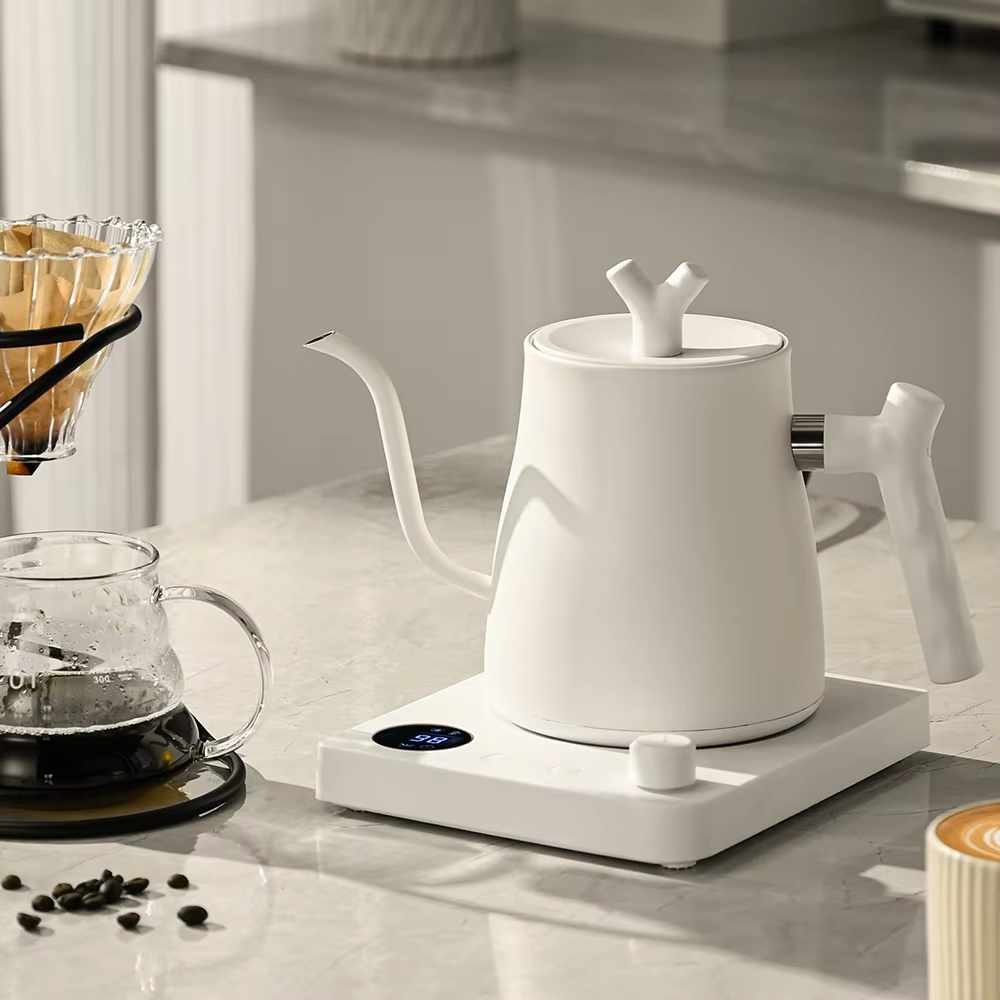 1000W Electric Gooseneck Kettle 1000ml 304 Stainless Steel Coffee Pot Intelligent Temperature LED Display for Coffee Tea