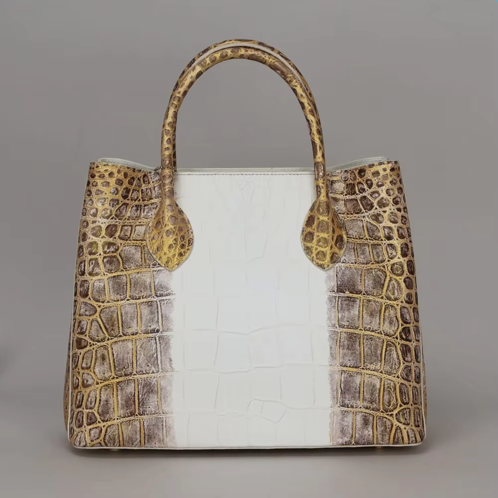 Authentic crocodile belly leather women's handbag fashion tote bag real crocodile leather women's large-capacity shoulder bag