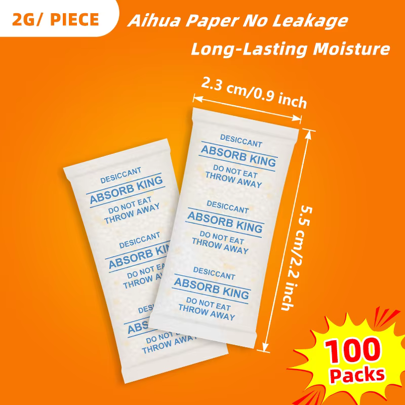 100 Pacotes de 2g de Gel de Sílica Dessecante Não Tóxico de Cores Variáveis para Alimentos de Animais de Estimação, Cozinha, Sala de Estar, Absorvedor de Umidade