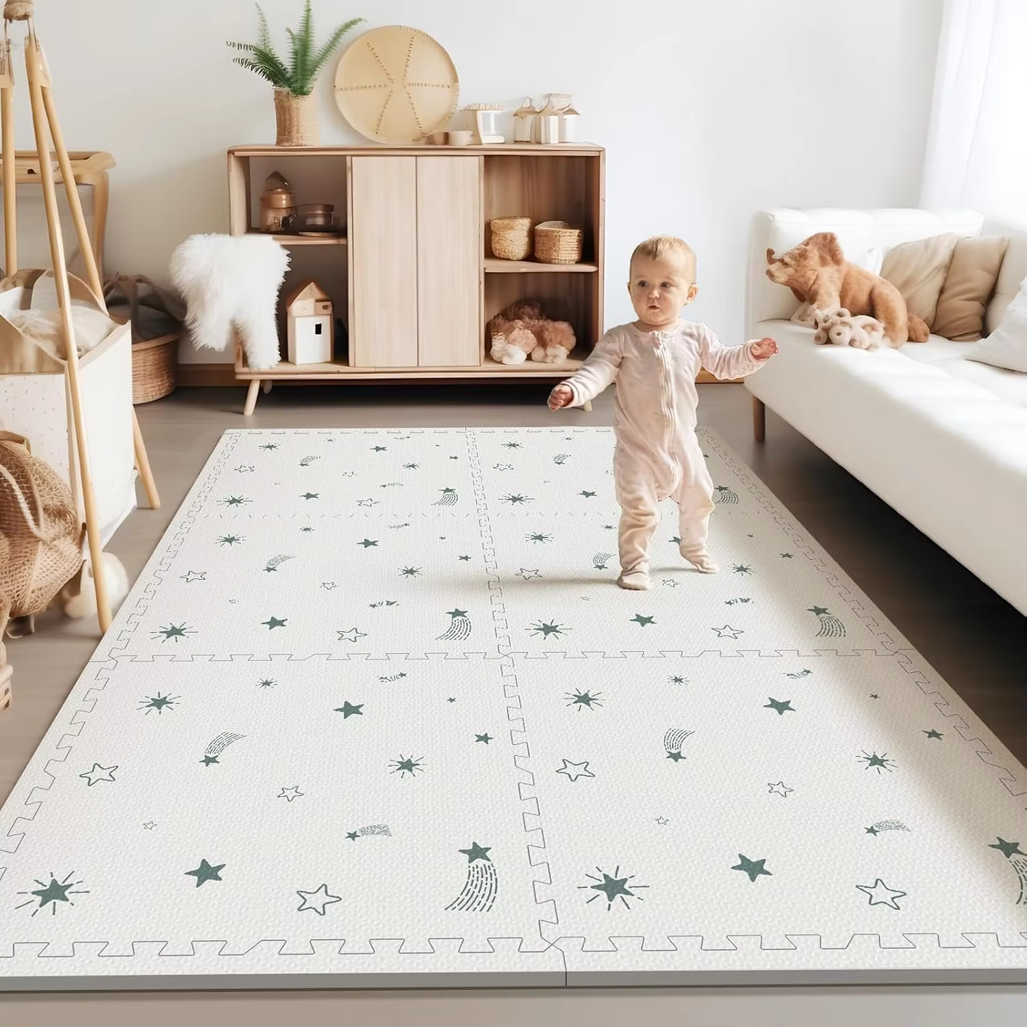 Baby Foam Play Mat, 72x48 Crawling Mat, Floor Mats for Kids for Baby with Interlocking Floor Tiles, Toddler Play Mats for Indoor