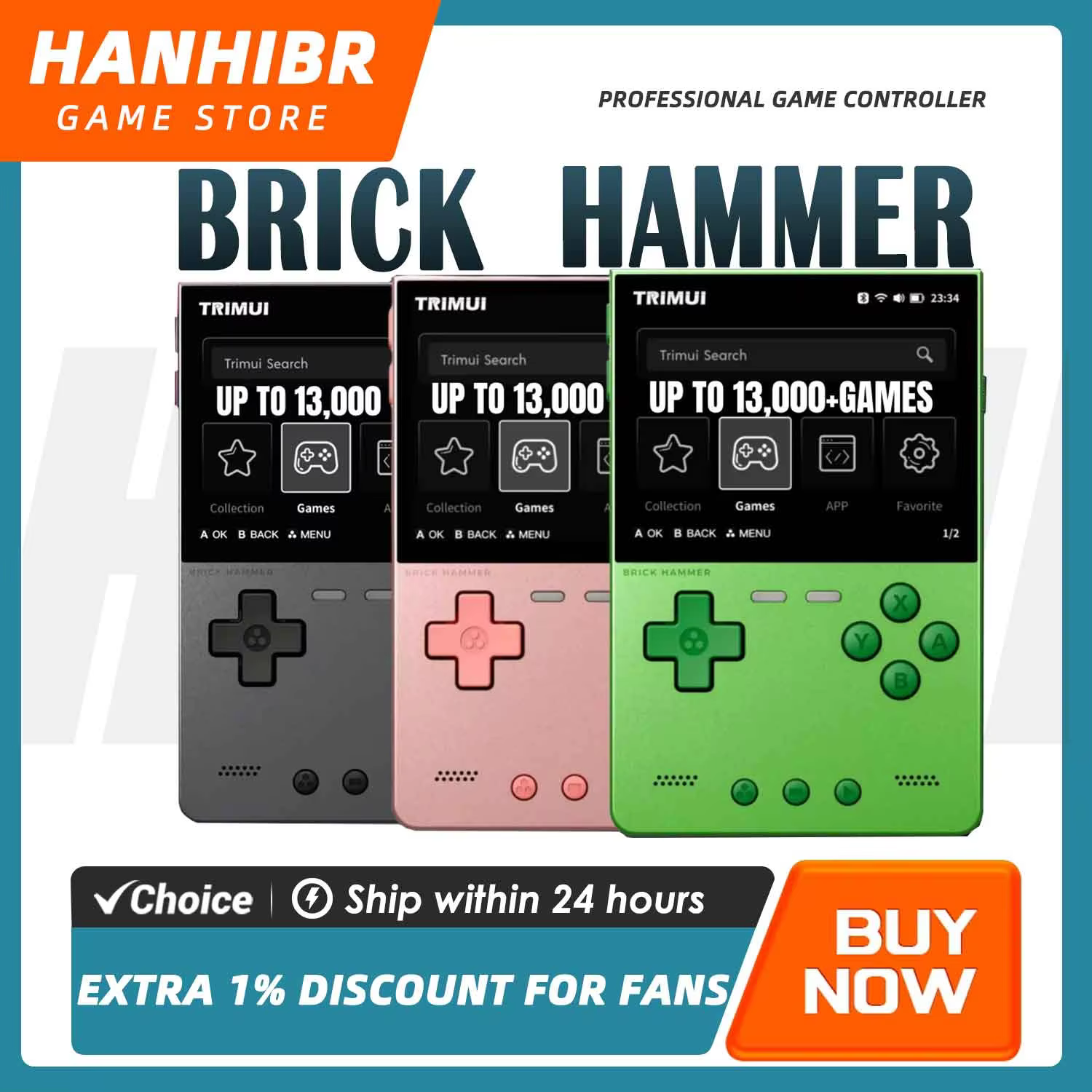 TRIMUI BRICK Hammer CNC Metal Retro Handheld Console 3.2" 1024x768 IPS A133P Linux Mood LED Free Keycap 3000mAh Open-Source Gift