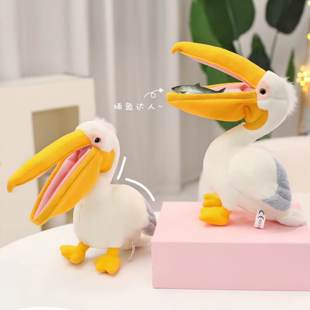 Juguetes de Peluche de Pelícano de Dibujos Animados, Pelícano Blanco Realista, Peluche de Pájaro, Muñecos Suaves, Regalos Promocionales Baratos para Navidad y Cumpleaños