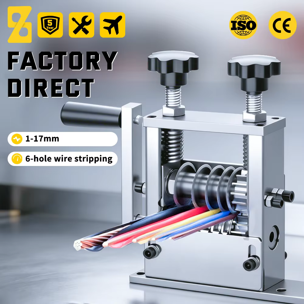 Electri Manual Dual Drive Wire Stripping Machine 1-17mm 6-hole Hand Cranked Wire Stripper Small Dekstop Wire Stripping Machine