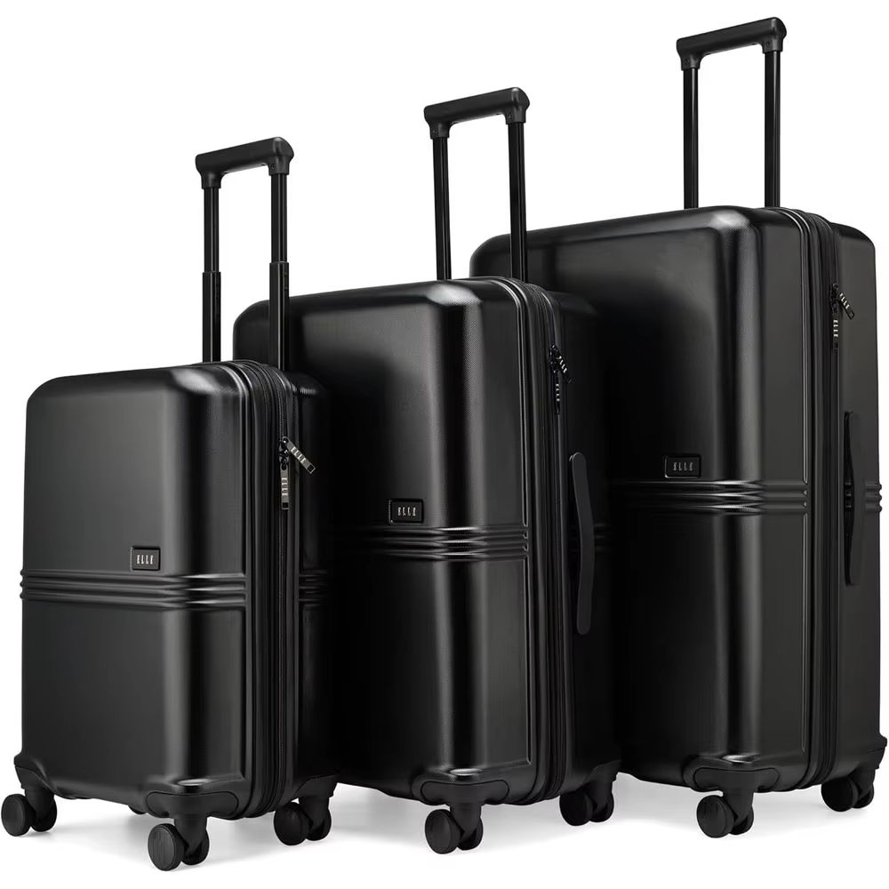 3-Piece Expandable Spinner Luggage Set in Black