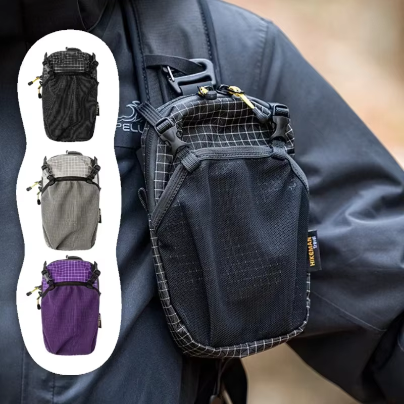 HIKEMAN Dyneema Water Bottle Holder Bag Phone Pocket and Quick-Adjust Strap Waterproof 420D Nylon for Cycling Hiking Camping
