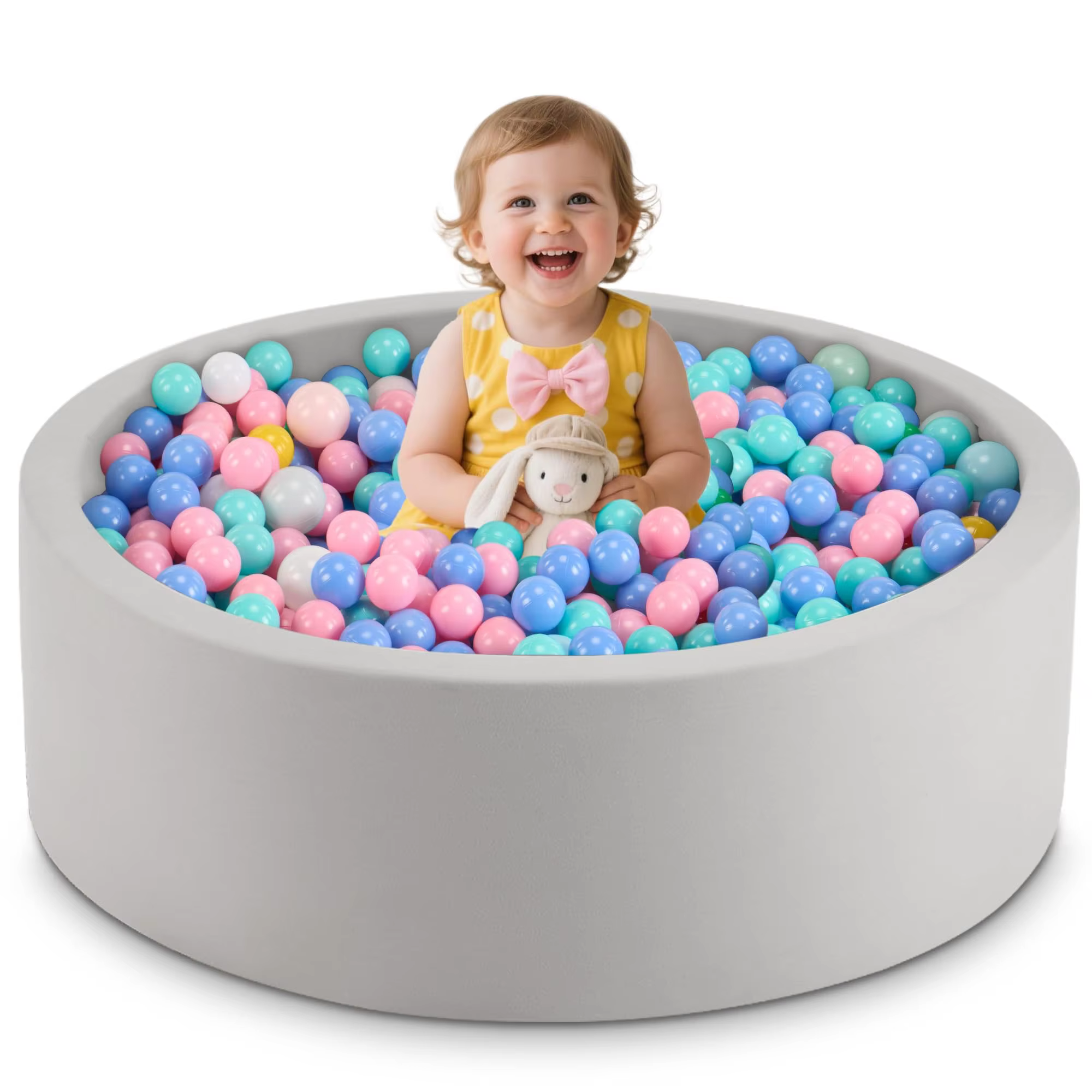 Kids Round Ball Pit, Premium Handmade Kiddie Balls Pool, Soft Indoor Outdoor Nursery Baby Playpen, Ideal Gift Play Toy for Child