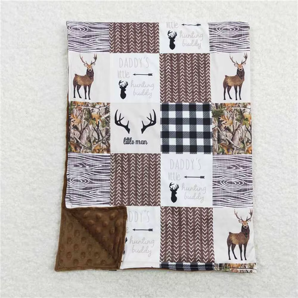 Daddy's Little Hunting Buddy Patchwork Baby Blankets Soft Cozy Cotton Blanket for Newborns And Toddlers29*43 inches