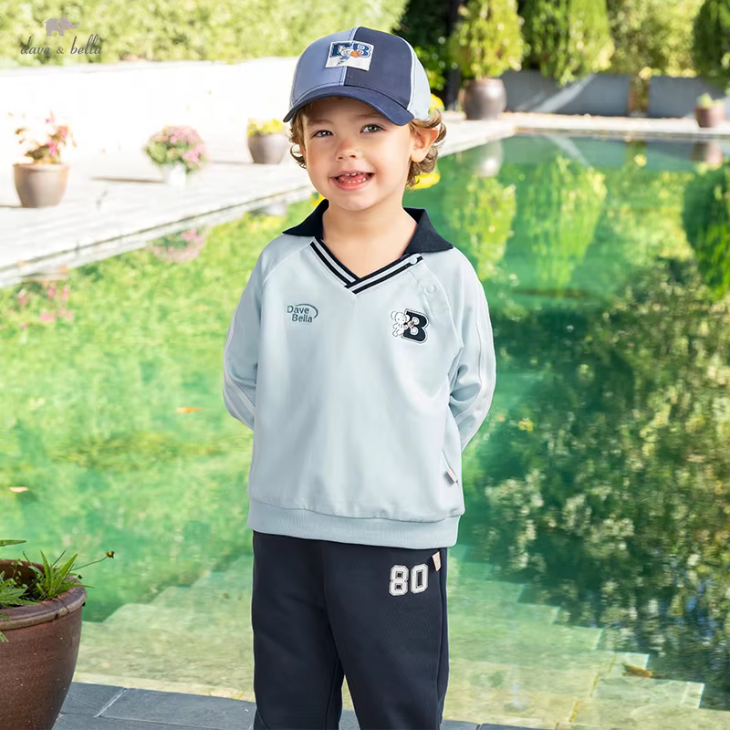 Dave Bella Boys' Spring Suit 2025 New Handsome Children's Baby Boys Sport Pants 2-Piece Toddler Kid Clothing Set DB1250521