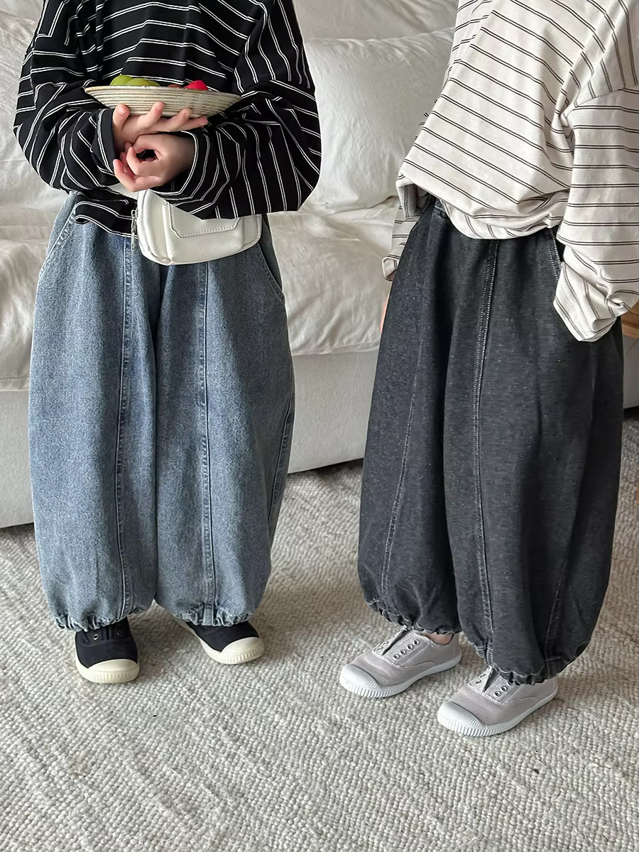 2026 New Stlye  Girls Boys Denim Harem Pants Spring Cotton Good Quality Fashion Kids Jean Pants 1-8t A285