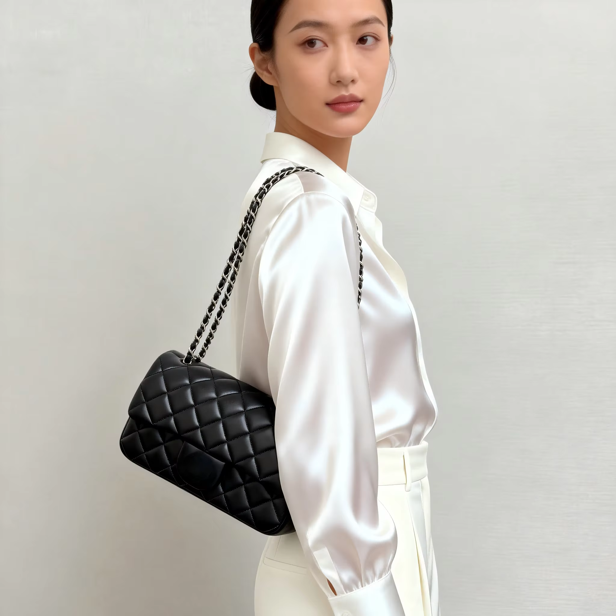 All-match Elegant Genuine Leather Chain Bag Women Office Commute Crossbody Purse