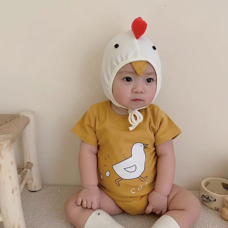 Funny Chick Newborn Baby Clothes Boy Girl Bodysuits Ropa De Bebe Short Sleeves Onesie Cotton Baby Romper Korean Baby Outfit