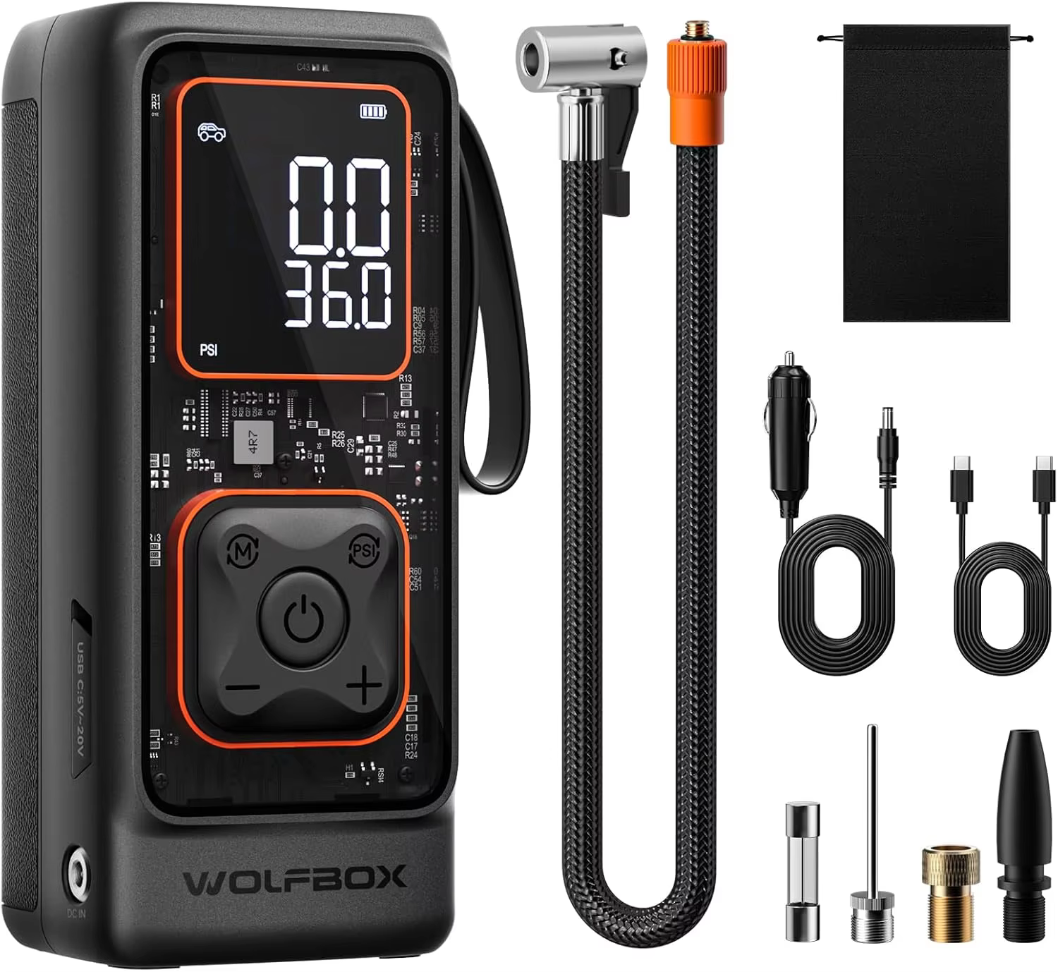 Portable Cordless Tire Inflator, 150PSI Air Pump for Car Motorcycle Bicycle Ball with Digital Gauge Auto Shut-Off LED Light