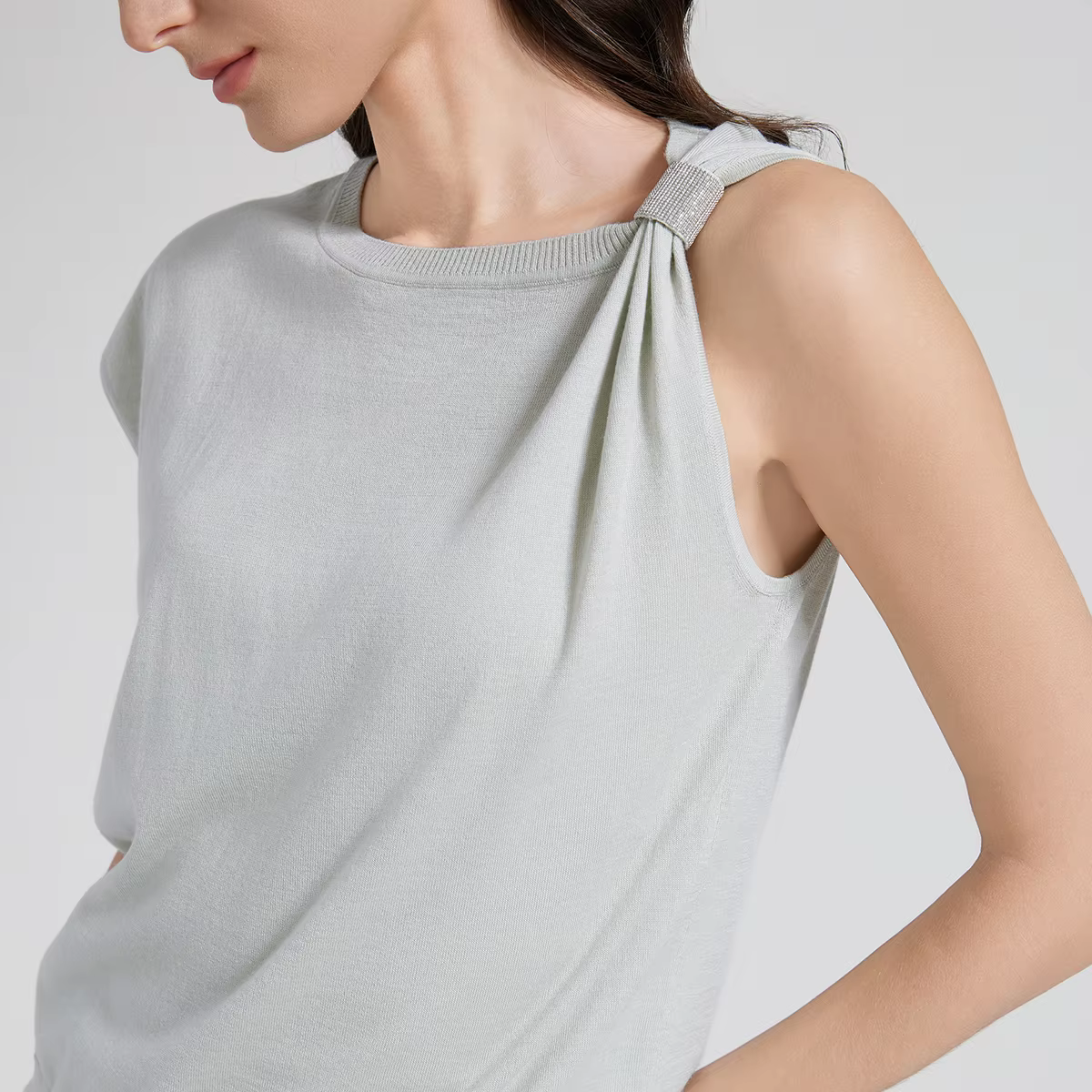 BC1015 Luxury Women's Clothing Merino Wool Silk Ladies Woolen Clothes Sweaters Summer Knitwear Vest
