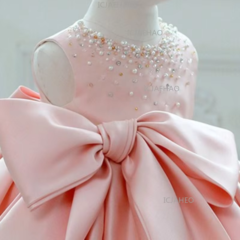 2026 Kids First Birthday Dress Baby Girl Princess Children Pink Korean Style Party Formal Costume Gown Tutu One Year Old Toddler