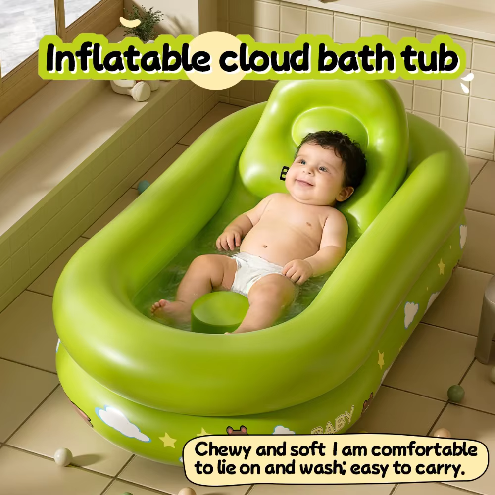 Baby Bath Household Inflatable Folding Bath Household Children Baby Newborn Portable Sitting and Lying Baby Bathtub