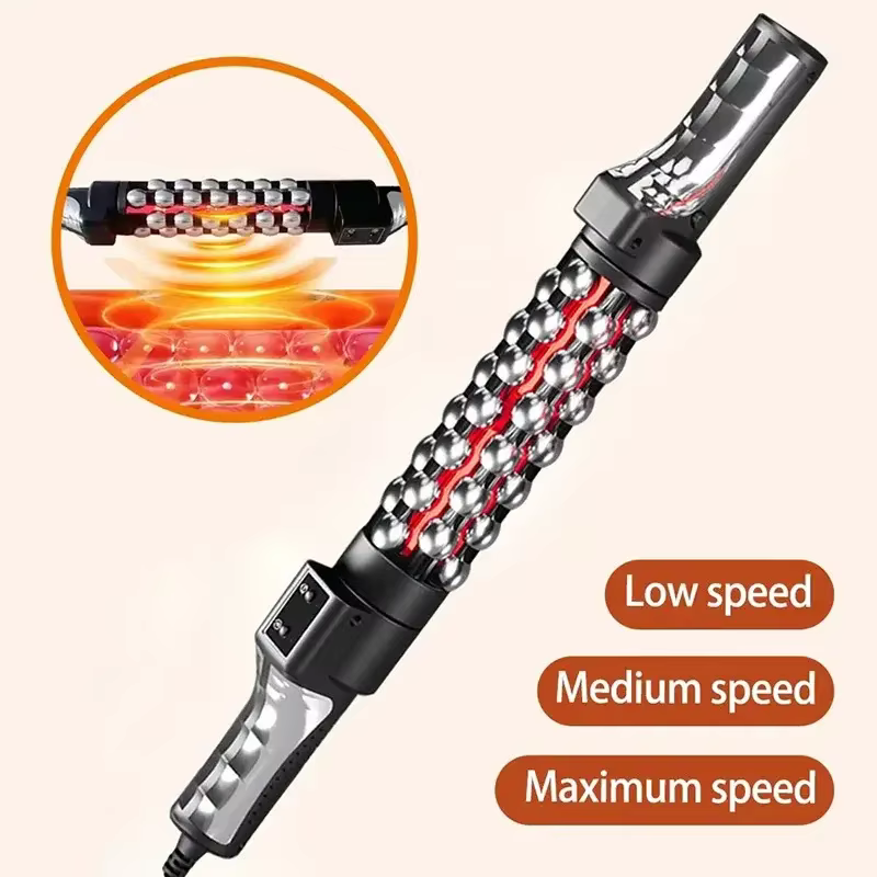 Dispositivo de massagem aquecido com luz vermelha relaxada, bola interna rotativa 360, rolo de massagem de relaxamento muscular para corpo inteiro, anticelulite