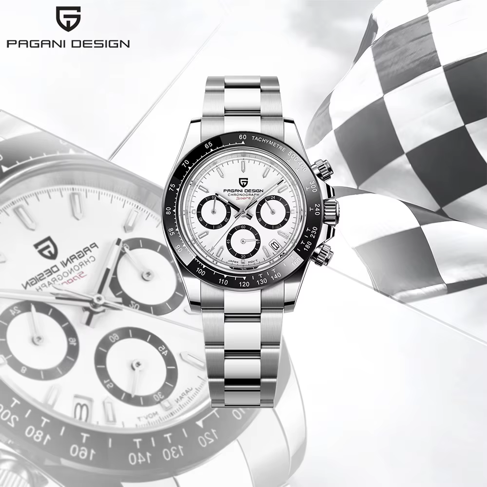 PAGANI DESIGN Neue multifunktionale Sport-Quarz-Armbanduhren, luxuriöse Saphirglas-Chronographen, 100 m wasserdichte Edelstahluhren