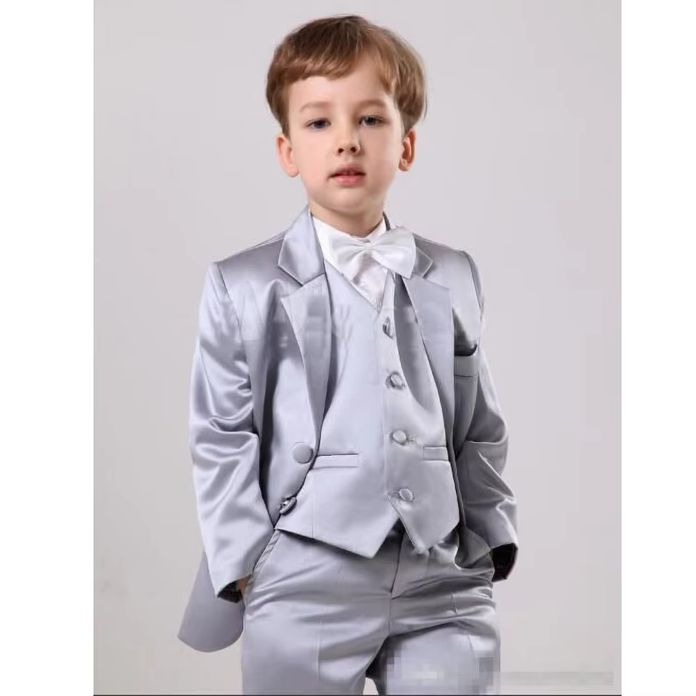 Satin Baby Boy Clothes Fashion Notch Lapel Single Breasted Wear 3 Piece Formal Wedding Tuxedo Daily Casual Children's Clothing