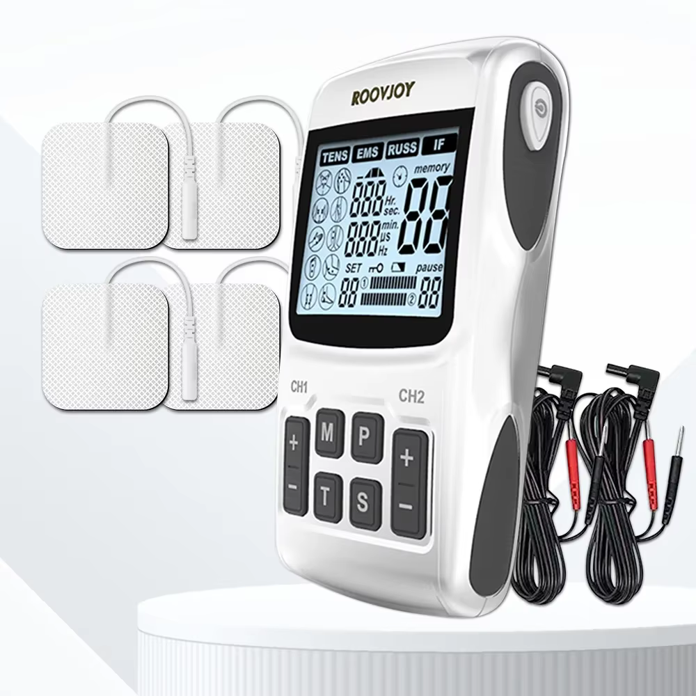 Estimulador Muscular Elétrico 4 em 1, Dispositivo de Fisioterapia de Alta Frequência Interferencial, IF RUSS TENS EMS, Eletroestimulador por Pulso