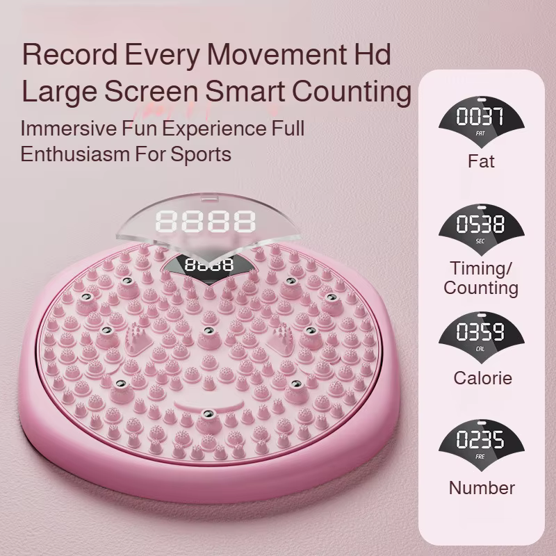 Smart Digital Display Home Waist Twister, Foot Sole Magnetic Stone Acupressure Twist Disc, Home Fitness Daily Waist Training