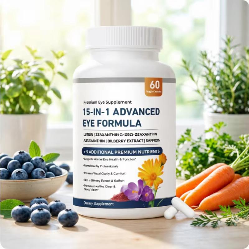 15-in-1 Advanced Eye Formula - 20mg Lutein, Zeaxanthin & Astaxanthin, Boosts Vision Clarity & Macular Health, 60 Veggie Capsules