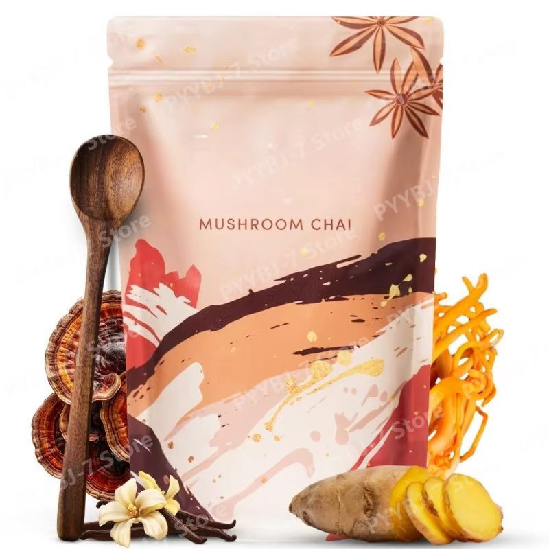 Mushroom Chai Powder with 6 Organic Adaptogenic Mushrooms for Better Energy Focus Digestion Immunity Gluten Free 170g