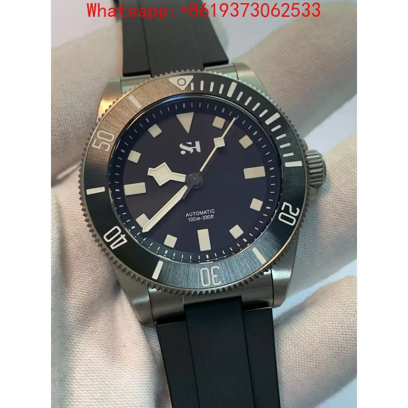 Automatic Mechanical Men's Watch Diving Luminous Titanium Metal Ceramic Bezel High-Quality Fluorine Rubber Strap!