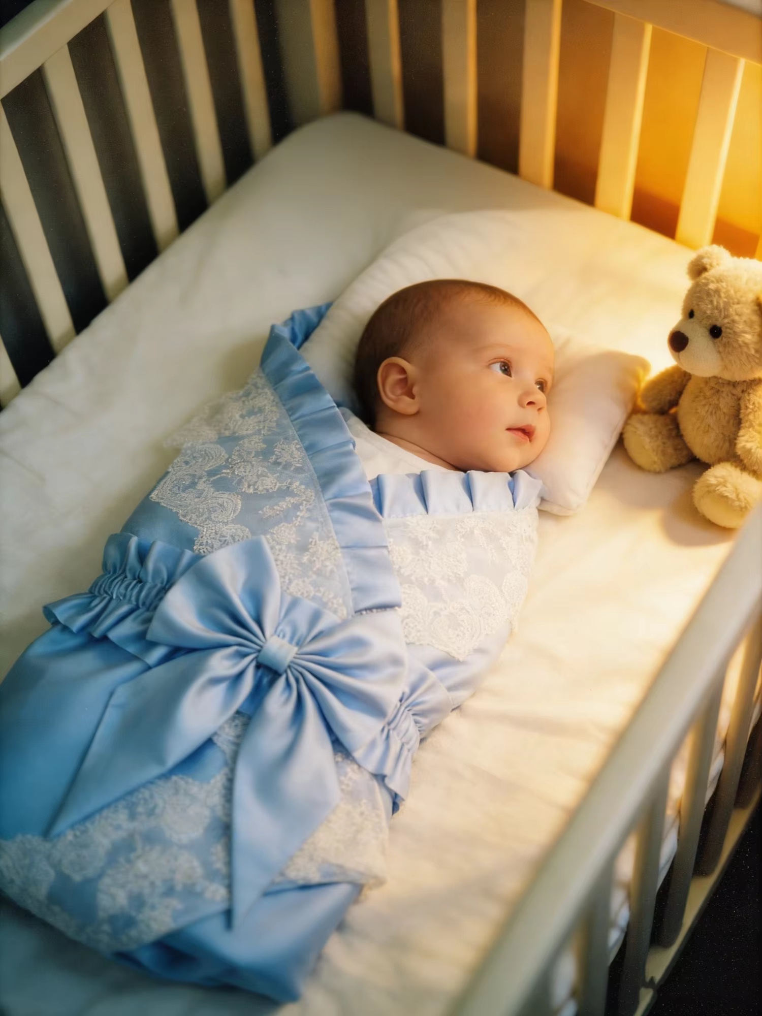 Baby Girl Angel Minky Swaddle - Light Blue Wings Blanket for Photoshoot & Daily Use