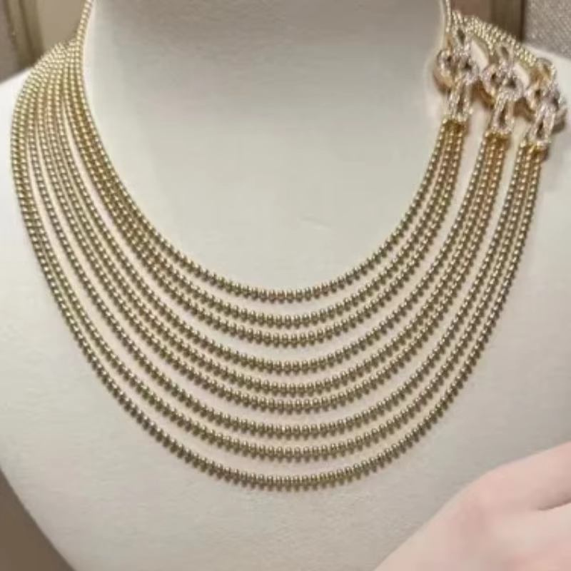 ZOCA S925 Sterling Silver Many Layers 3 Clasps Necklace Rose Gold Plated Beads High-end Women's Jewelry