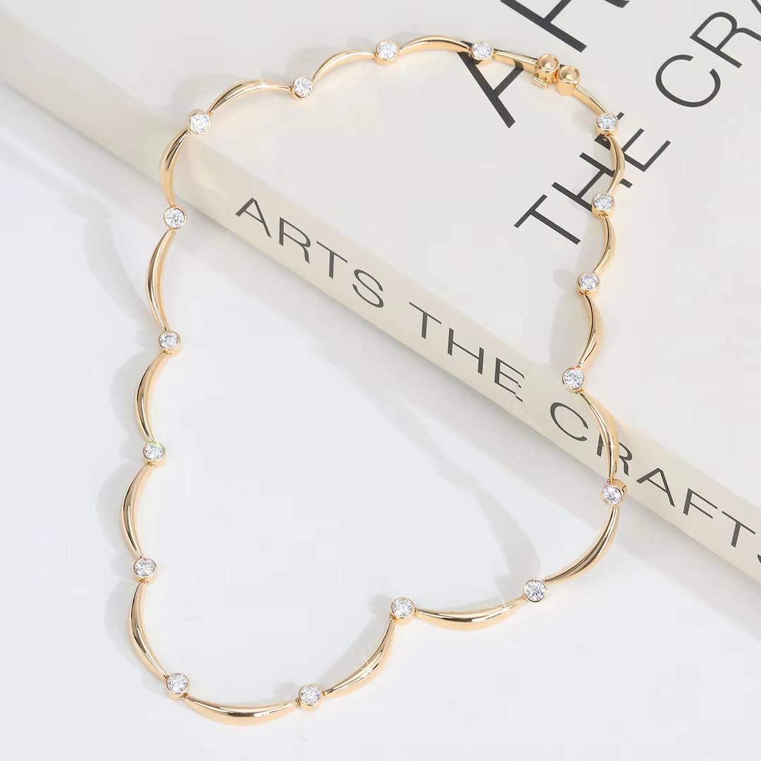 Provence Splicing Necklace 14KGold lab diamond Everyday Necklace Women Girl Trendy Minimalist Elegant Wedding Bride Custom