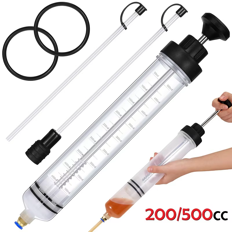 200/500cc Car Oil Change Brake Auto Syringe with Hose Manual Fuel Suction & Filler Fluid Extractor Evacuator Pump for ATV Boat