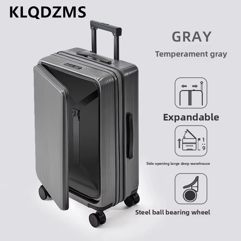 KLQDZMS 20"22"24"26"28Inch Travel Luggage ABS + PC Boarding Case Expandable Front Opening Laptop Trolley Case Cabin Suitcase