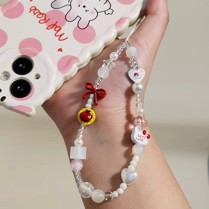 iigen Sanrio Hello Kitty Bow Cartoon Mobile Phone Strap Girl Women Charm Keychain Chain Fashion Bag Pendant Lanyard Jewelry