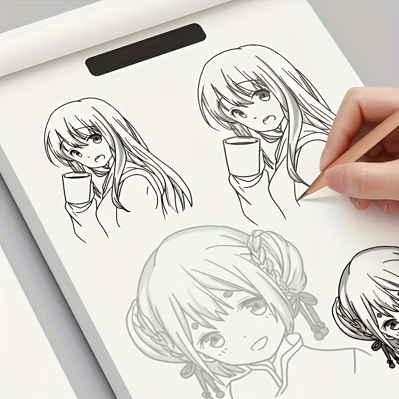Anime Character Line Art Drawing Book: A Simple Hand-drawing Exercise Book for Beginners - 48 Pages of Outline Patterns