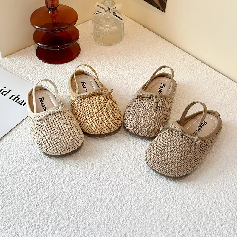2026 Sandals Summer New Korean Style Girls' Bow Princess Shoes Versatile Cool Slippers 2 Ways to Wear For Children Kids