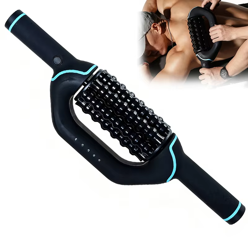 Rolo de massagem elétrico para relaxamento profundo dos tecidos e músculos, recarregável para aliviar dores nas costas após exercícios.