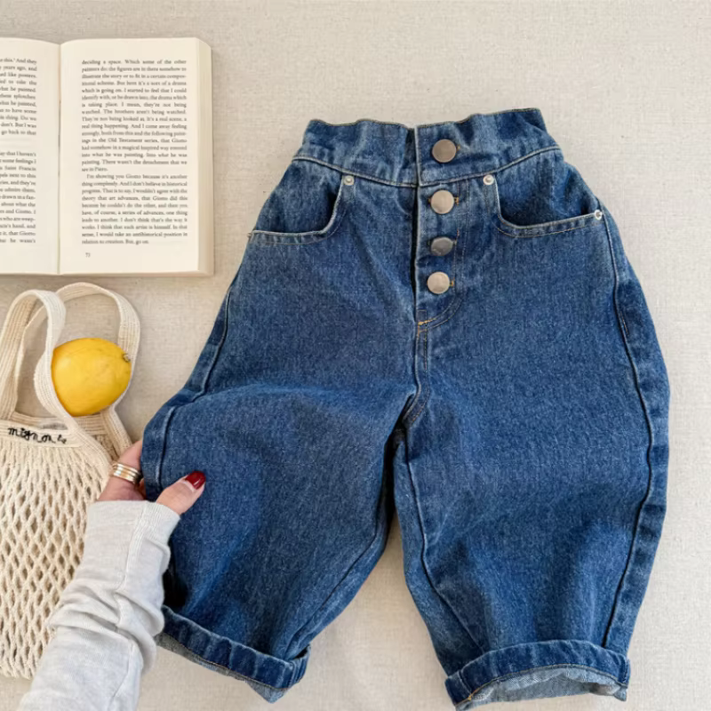 2025 New Stlye  Girls  Boys Denim Pants Spring  Fashion Good Quality Kids Jean Pants 1-7t WW356