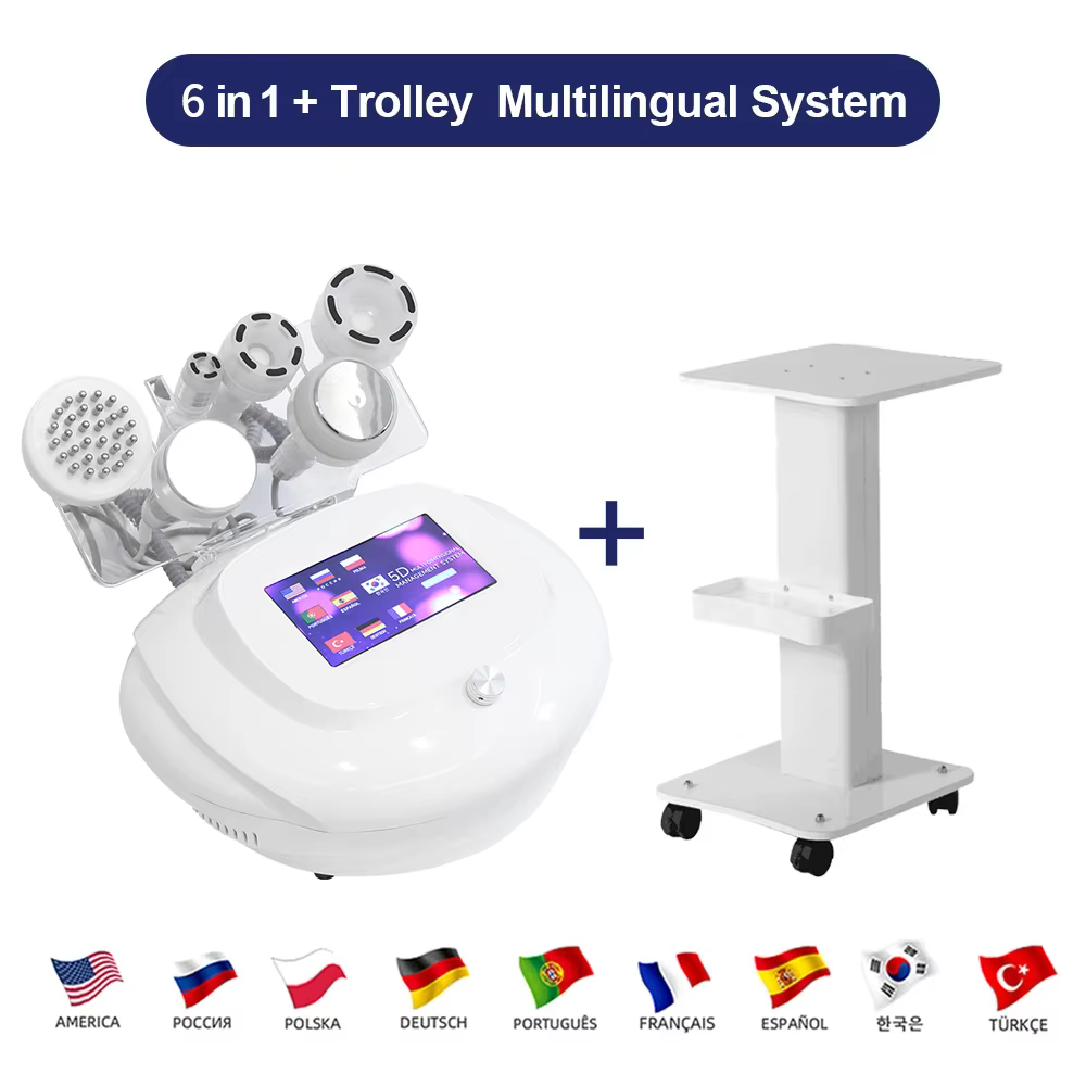 6 in 1 Cavitation อัลตราโซนิก 5D เครื่อง 120K สูญญากาศ Body Slimming นวดลดน้ําหนัก Anti-cellulite Face Lfiting อุปกรณ์ความงาม
