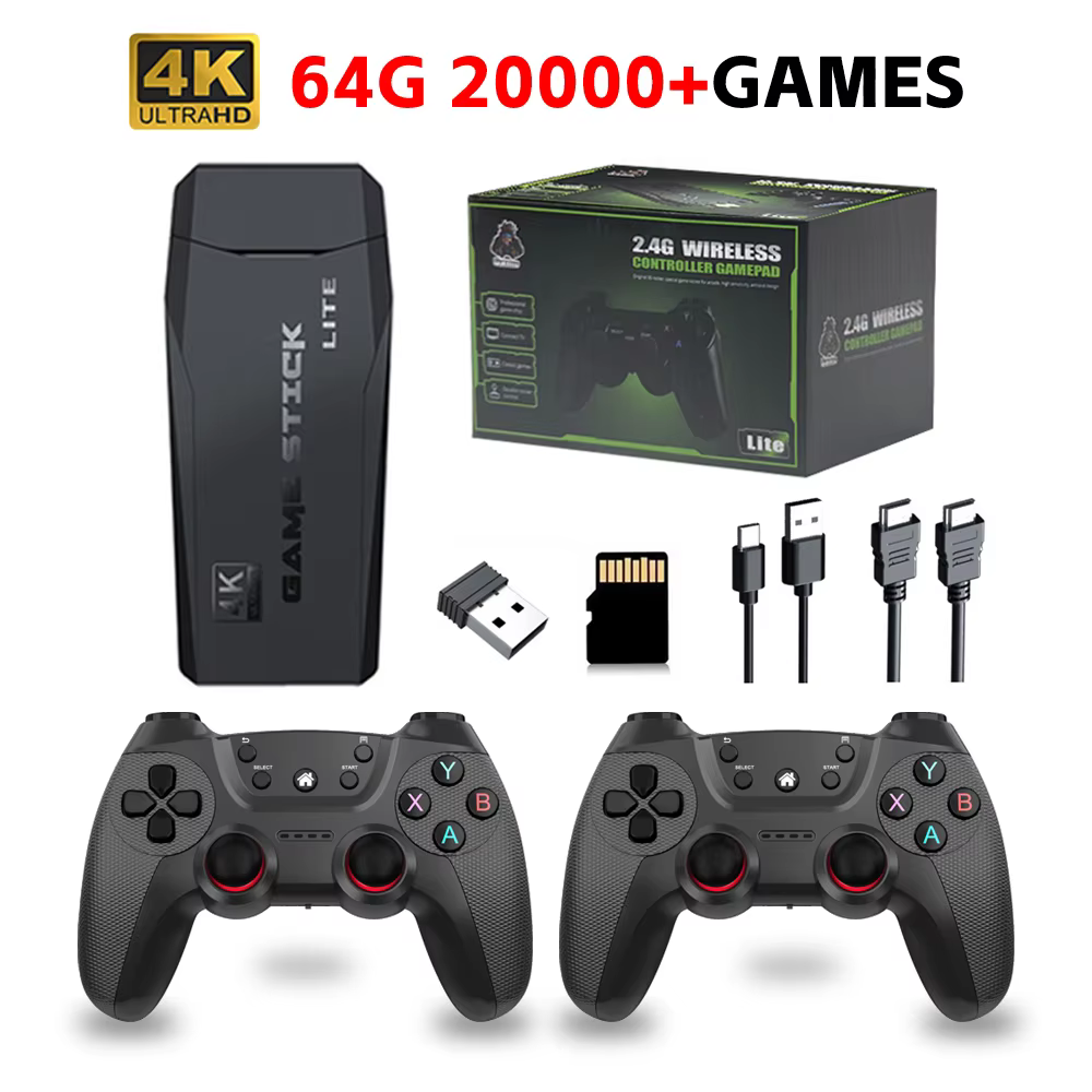 Upgraded M8 Video Game Console 64G 20000 Games Retro handheld Game Console Wireless Controller Lite 4K Game Stick For Xmas Gifts