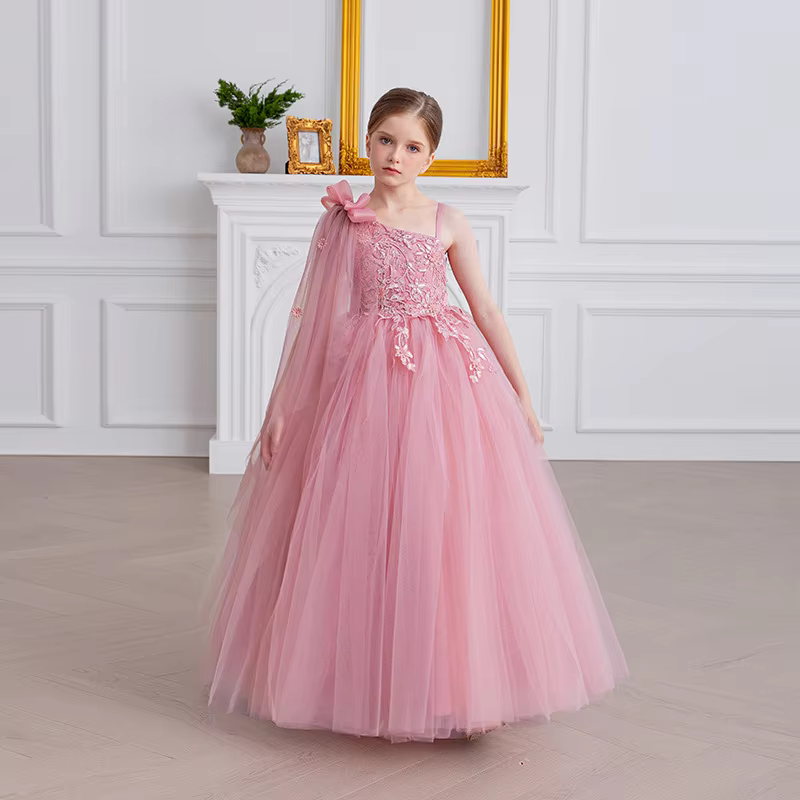 White Dresses For Girls Wedding Bridesmaid Dress Teenage Girls White Elegant Evening Party Formal Piano Performance Ball Gown