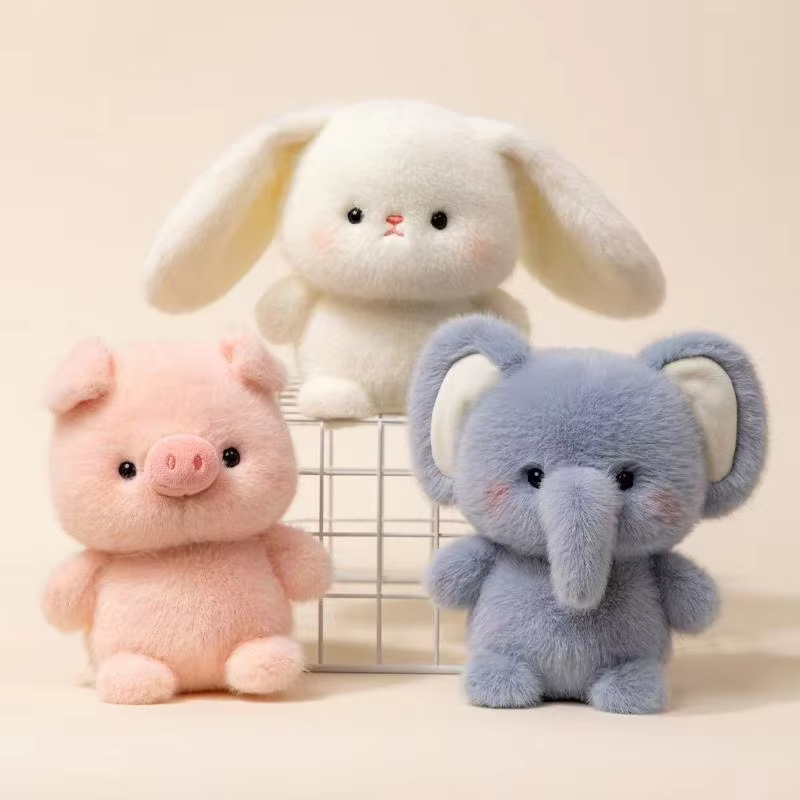 16CM Cute Desk Buddy Elephant Rabbit Plush Doll Desktop Ornament Soft Stuffed Toy Study Companion Kids Gift
