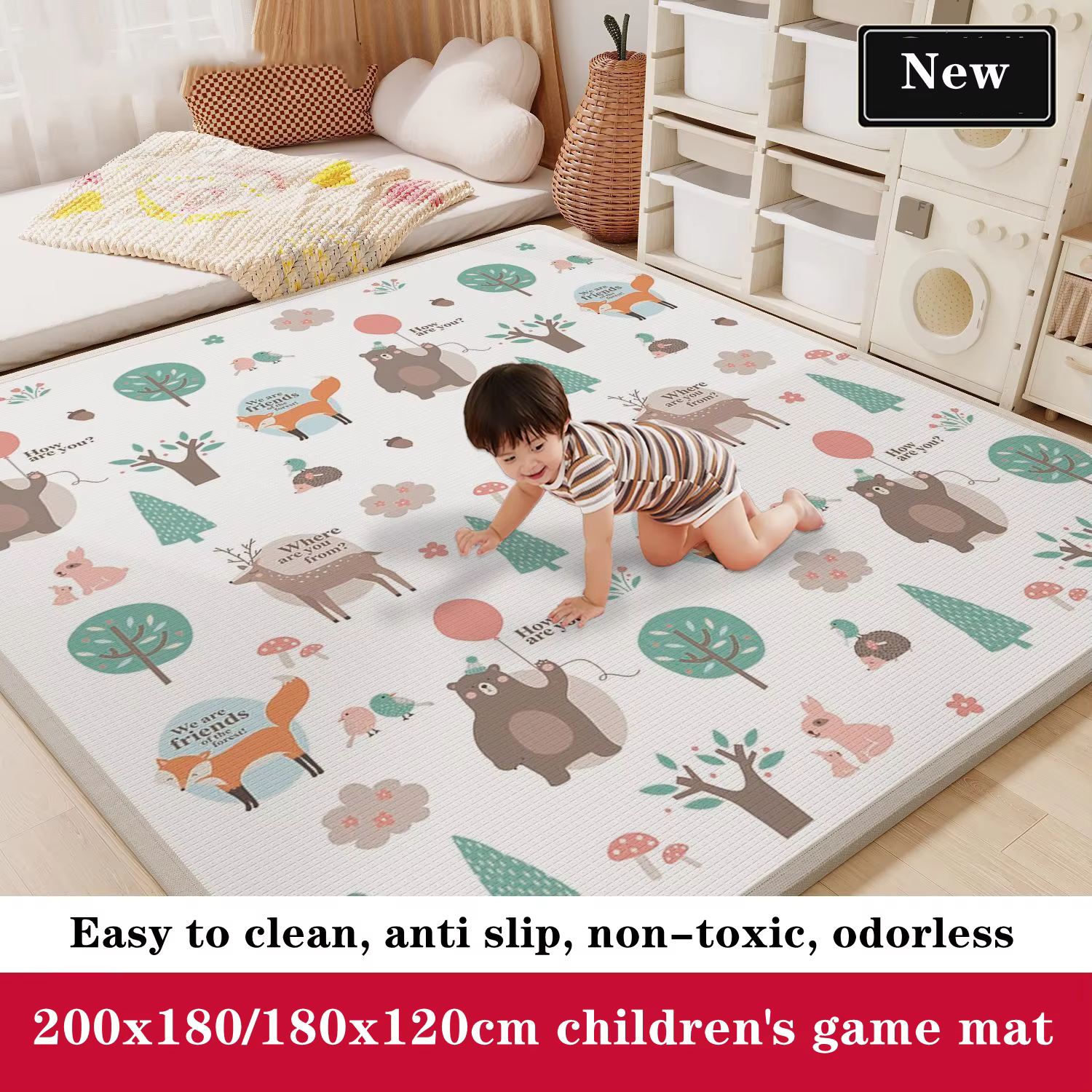 Baby Play Mat 1cm/0.5cm Thicken Cute Little Deer Educational Carpets in The Nursery Climbing Pad Kids Rug Activitys Games Toys