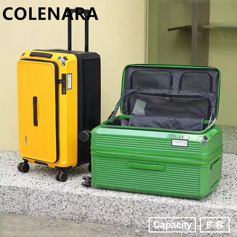 COLENARA Large Capacity Trolley Case Boarding Box Charging With USB Suitcase 20"24"26"28 Inch Family Travel Luggage Bag