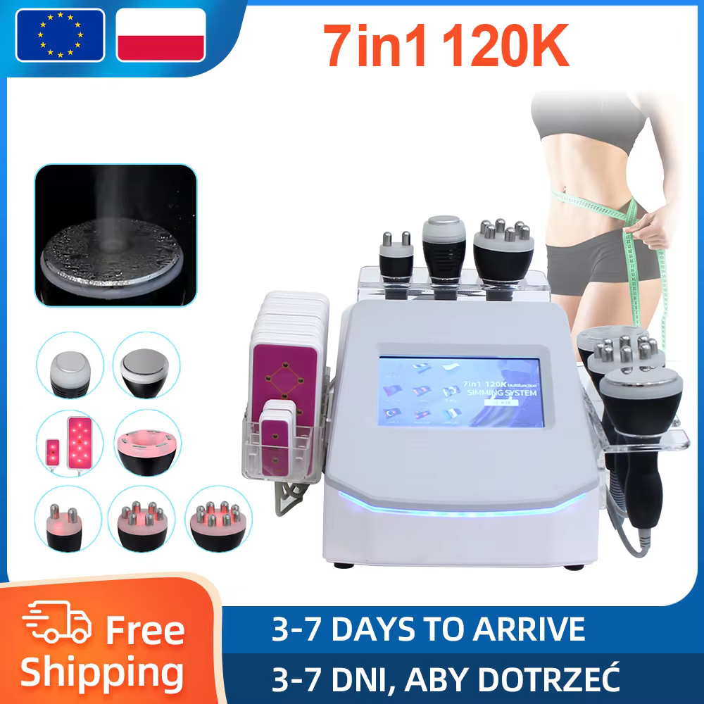 7 IN 1 120K Cavitation Body Slimming Machine Vacuum Laser Pads Radio Frequency Skin Tightening Body Fat Burning Shaping Machine
